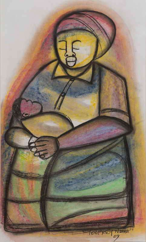 Godfrey Ndaba 2009 0riginal artwork - (Framed size 72cm x 52cm)