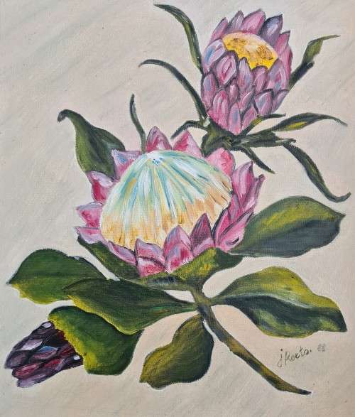 Jeannetta Roets - 0riginal artwork Dated 1988 - ( Framed Size 35cm x 40cm)