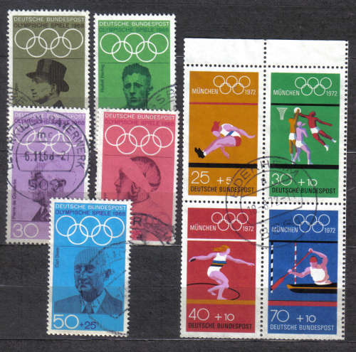 GERMANY DBR 1968/72 OLYMPICS FULL SETS ISSUE SE-TENNANT BLOCK F.U. DIFFICULT LOOK SCAN