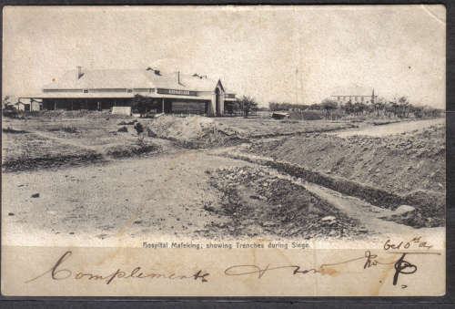 BOER WAR POST CARD BLACK & WHITE "MAFEKING HOSPITAL & TRENCHES" SCARCE