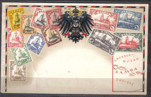 GERMAN COLONY SAMOA SUNSET POST CARD MINT C/V R????.00 LOOK SCAN X2