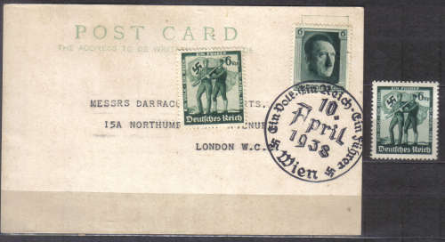 GERMAN REICH 1938 ISSUE F.D.CARD "AUSTRIA BECOMES GERMAN" 10th APRIL C/V R350.00++++