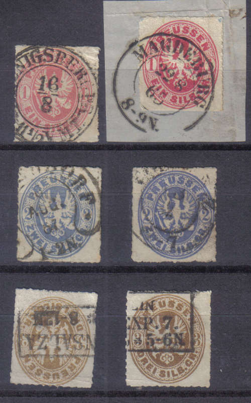 GERMAN CLASSIC STATES PRUSSIA 1861 ISSUE Mi#16/18 ALL VARIANTS OF COLOUR C/V R1,360.00 LOOK SCAN.