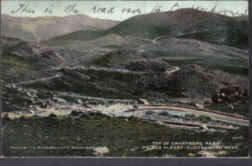 SOUTH AFRICA EARLY COLOUR POST CARD OF "ZWARTBERG PASS" OUDTSHOORN