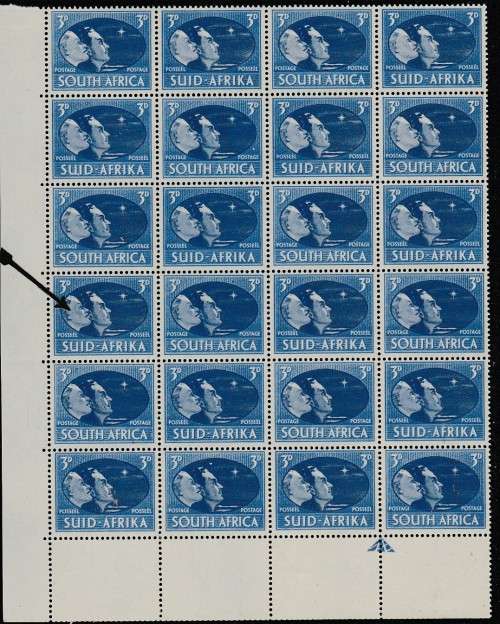 SOUTH AFRICA 1945 ISSUE SACC#109 MINT** POSITIONAL WITH SA HAND BOOK VARIETY "V6" LOOK SCAN X2