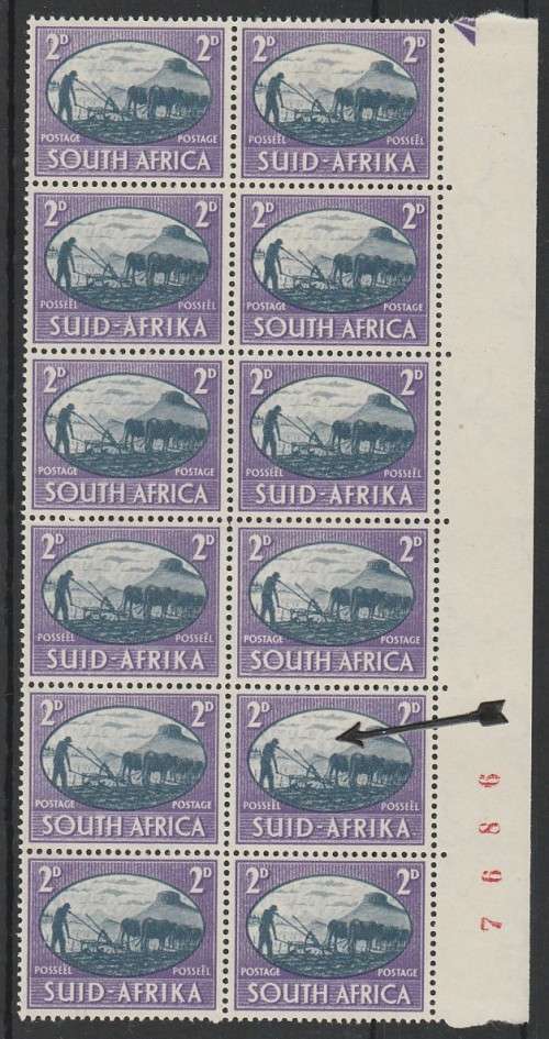 SOUTH AFRICA 1945 ISSUE SACC#108 MINT** POSITIONAL WITH SA HAND BOOK VARIETY "V6" LOOK SCAN X2