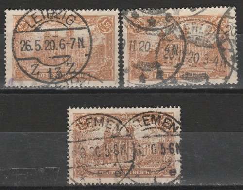 GERMAN REICH 1920 ISSUE Mi#114a,b,c F.U. C/V R2,350.00 LOOK SCAN