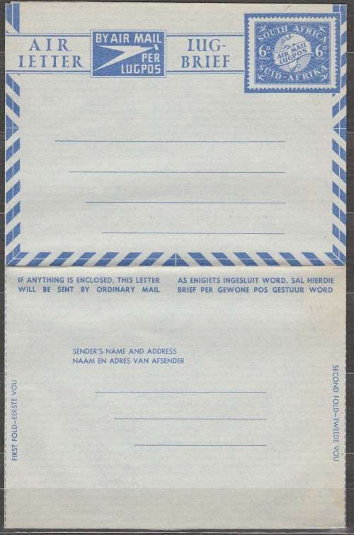 SOUTH AFRICA UNION AIR LETTER MINT** LOOK SCAN.