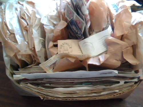 A BOX OF POSTMARKS FROM S.A. WHAT A LOT READ BELOW