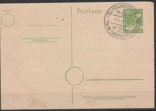 GERMANY ALLIED OCCUPATION 1948 ISSUE POST CARD WITH SURPRISE C/VR?????  LOOK SCAN X 2