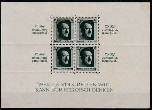 GERMAN REICH 1937 ISSUE MI#BLOCK 9 MINT* C/V R1,560.00 READ LOOK SCAN