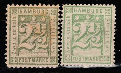 GERMANY CLASSIC STATES HAMBURG 1867 ISSUES Mi#22 a&b MINT*C/V R1,290.00 LOOK SCAN