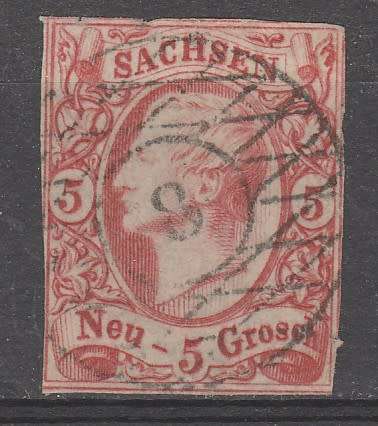 GERMANY CLASSIC STATES SAXONY 1856 ISSUE Mi#12c F.U. GLASSY PAPER (TRANSPARENT) C/V R2,400.00