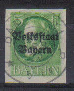 GERMANY BAYERN KING LUDWIG ISSUE 1919 DIFFICULT STAMP IMPERF 5Pf F.U.C/V 290.00++++