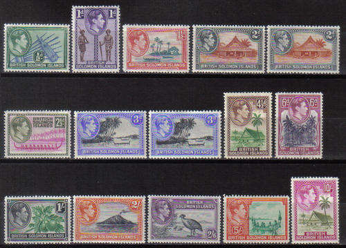 BRITISH SOLOMON ISLANDS 1939 ISSUE FULL SET DIFFICULT IN  MINT C/V R1150.00 LOOK BELOW.