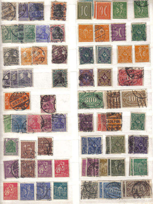 GERMANY REICH EARLY 2 STOCK PAGES SELECTION USED +- 175 STAMPS LOOK BELOW