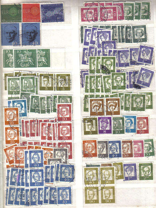 GERMANY D.B.R. 4 STOCK PAGES SELECTION USED +- 500 STAMPS LOOK BELOW