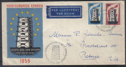 NEDERLANDS 1956 ISSUE F.D.C. EUROPA VERY SCARCE C/V R1,375.00  LOOK SCAN
