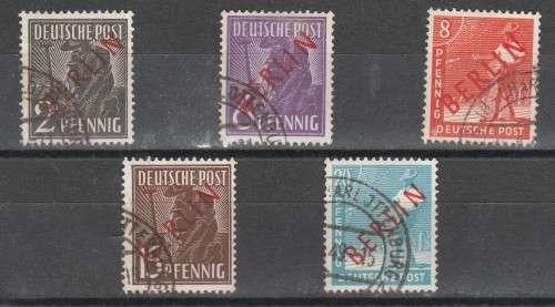 GERMANY 1950 ISSUE BERLIN WEST SELECTION RED BERLIN OVERPRINTS F.U. FILL GAPS LOOK SCAN