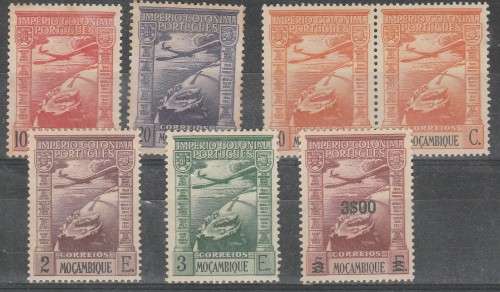 MOZAMBIQUE 1938 ISSUE AIR MAIL SELECTION MINT* & F.U. LOOK SCANS X 2