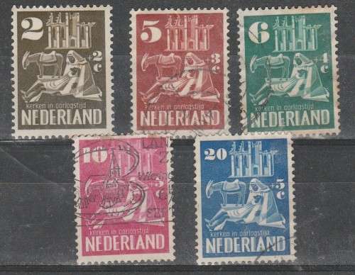 NETHERLAND 1950 ISSUE Mi#558/62 FULL SET F.U. FUND TO REBUILD CHURCHES C/V R1,180.00 LOOK SCAN