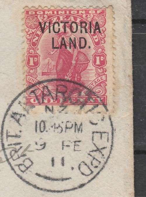 VICTORIA LAND SG#A3 FRANKED ON COVER USED AT "CAPE EVANS" WITH CACHETS VERY RARE/SCARCE READ LOOK