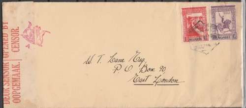 MOZAMBIQUE 1942 COVER CENSOR TO SOUTH AFRICA LOOK SCAN X 2