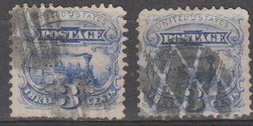 U.S.A.1869 ISSUE SCOTT#114 F.U. DIFFERENT CORK CANCELS C/VR500.00 LOOK SCAN X 2