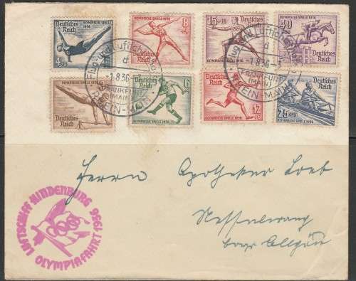 GERMAN REICH 1936 F.D.C. Mi#624/31 FULL SET FLOWN BY HINDENBURG ZEPPELIN C/VR8,250.00 LOOK SCAN X 2