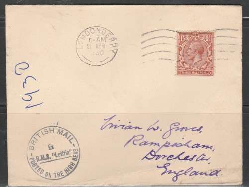 GREAT BRITAIN "POSTED ON THE HIGH SEAS BRITISH MAIL" LOOK SCAN