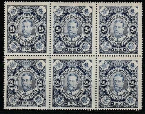 SOUTH AFRICA 1910 ISSUE SACC#1 MINT** BLOCK OF 6 LOOK SCAN X 2