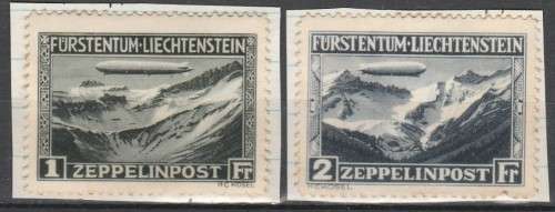LICHTENSTEIN 1931 ISSUE Mi#114/115 FULL SET MINT GRAF ZEPPELIN C/VR3,250.00 LOOK SCAN