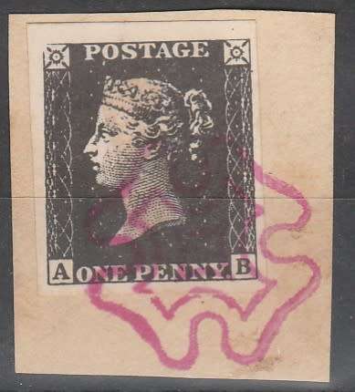 GREAT BRITAIN 1d BLACK ON PIECE IF GENUINE HIGH VALUE LOOK SCAN