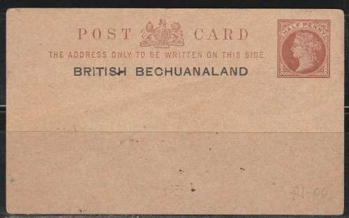 QV POST CARD OVERPRINTED BRITISH BECHUANALAND MINT LOOK SCAN