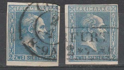 PRUSSIA 1858 ISSUE Mi#11a & b F.U. C/VR1,300.00  LOOK SCAN X 2