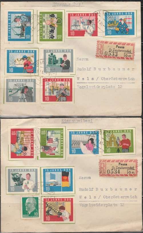GERMANY D.D.R. 1964 ISSUE Mi#1059B/1073B FULL SET IMPERF ON TWO COVERS LOOK SCAN