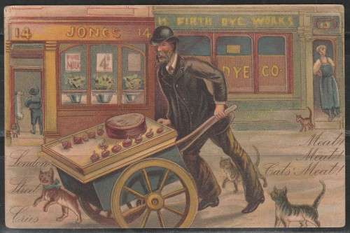 A PICTURE POST CARD LONDON STREET CRIES CATS MEAT MINT LOOK SCAN