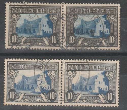 SOUTH AFRICA SACC#63 & 63b PAIRS F.U.  DIFFERENT COLOURS LOOK SCAN X2