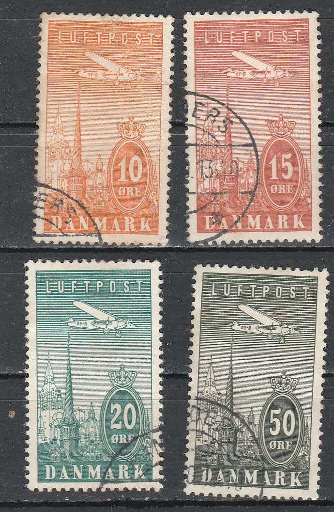 DENMARK 1934 ISSUE SHORT SET AIR MAILS F.U. LOOOK SCAN