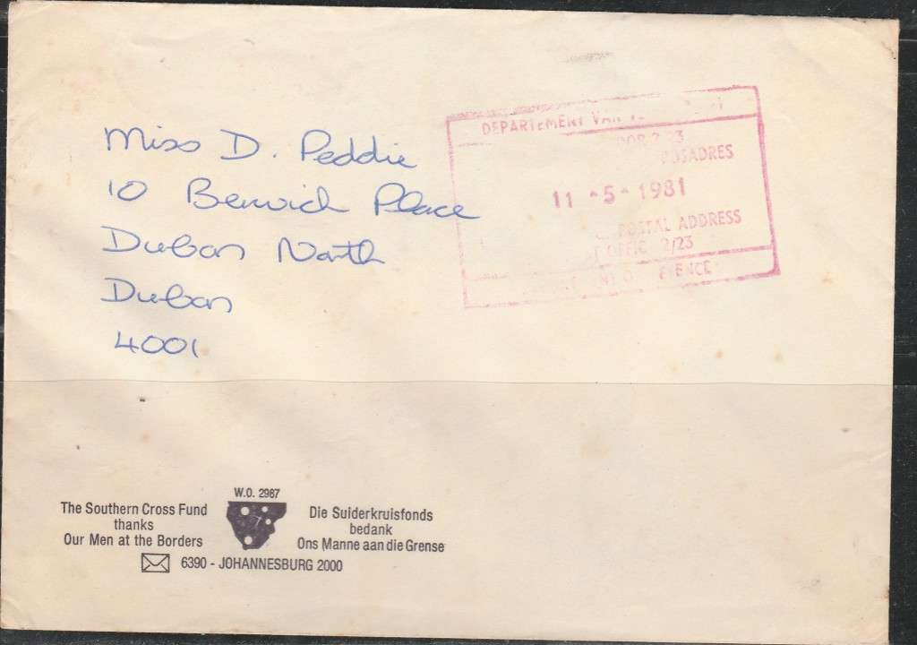 A  COVER 1981 SOUTH AFRICA BORDER WAR WITH CENSOR STRIKE  LOOK SCAN X 2