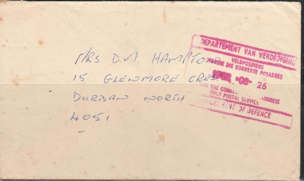 A  COVER 1982 SOUTH AFRICA BORDER WAR WITH CENSOR STRIKE  LOOK SCAN X 2