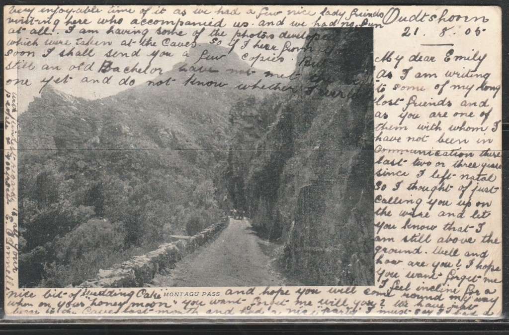 POST CARD SHOWING MONTAGU PASS MAILED 1905 F.U. LOOK SCAN X 2
