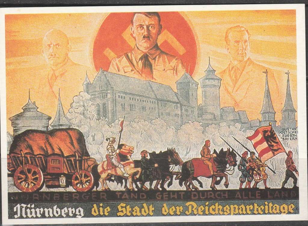 COLOUR POST CARD NUREMBERG THE CITY OF THE REICH'S PARTY DAY A NAZI POSTER FROM SEPT 1933 LOOK SCAN
