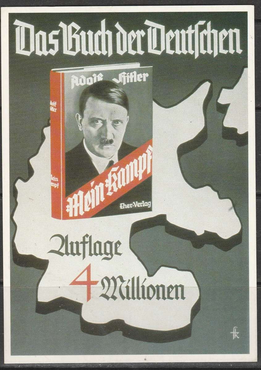 COLOUR POST CARD POSTER CELEBRATING 4 MILLION COPIES SOLD OF MEIN KAMPF LOOK SCAN