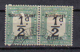 SOUTH WEST AFRICA F.U. POSTAGE DUE SACC#29 PAIR. C/V R300.00