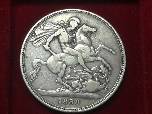 1888 BRITISH CROWN in XF45 condition . LOW mintage only 132000 . collectors coin .