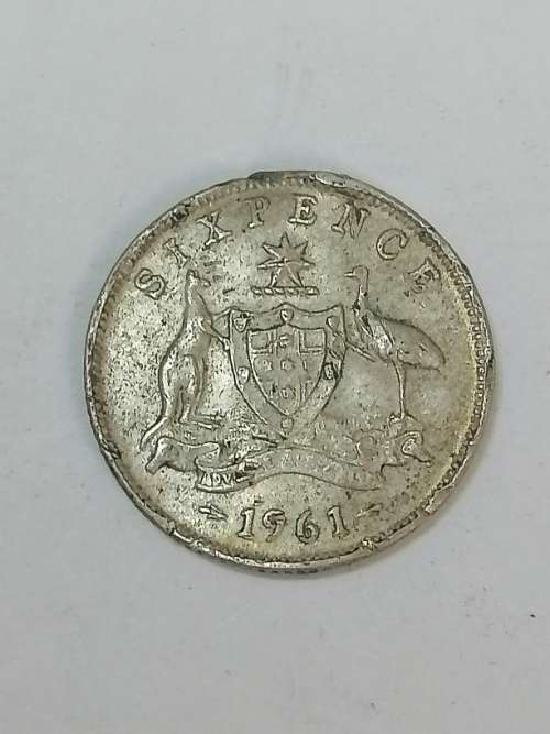 1961 SIXPENCE AUSTRALIA,SILVER COIN, 2,830GRAM,FINENESS, 0,5000.