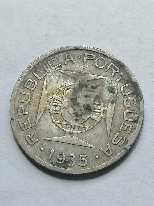 1935 2 AND A HALF ESCUDO MOZAMBIQUE SILVER ,RARE SILVER COIN,FINENESS, 0.6500, WEIGHT, 3.5000 GRAM.