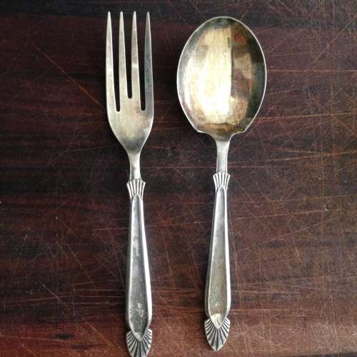 VINTAGE ANGORA CAKE FORKS AND SPOONS SET - EPNS