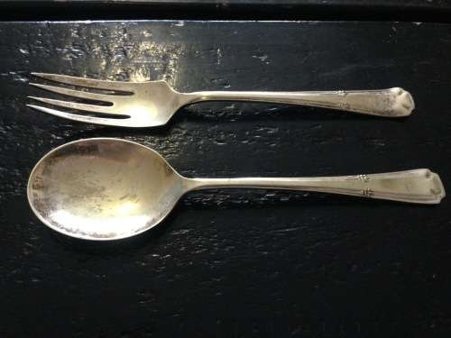 VINTAGE EPNS CAKE FORKS AND SPOONS